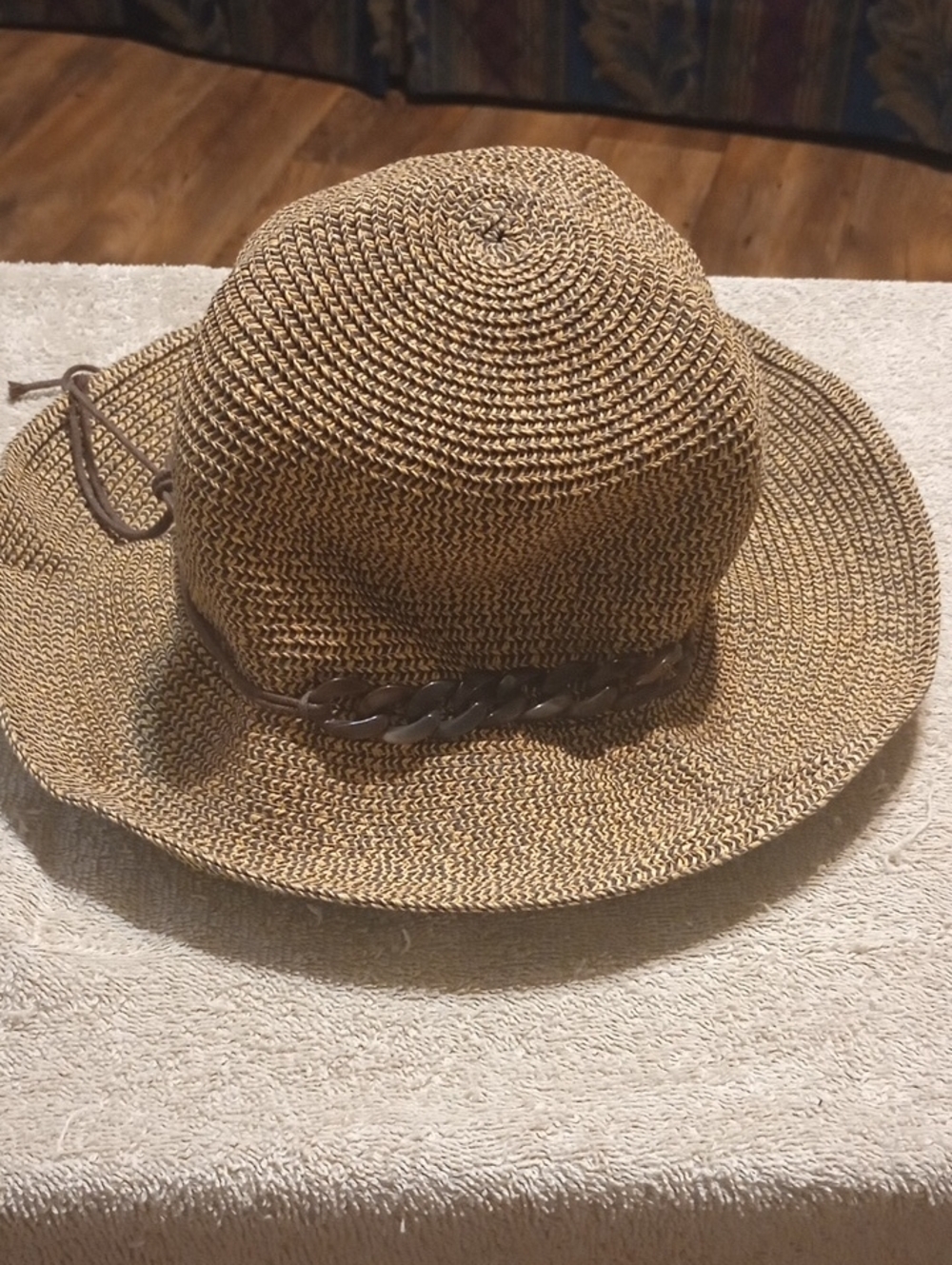 San Diego Hat Company Braided Band Straw Sun Hat - Brown And Tan Woven Chunky